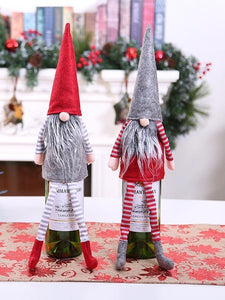 Christmas Gnome Wine Bottle Decoration Set