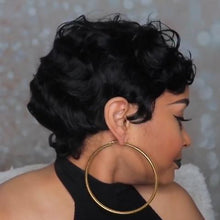 将图片加载到图库查看器，Romantic sweet extreme black short roll wig
