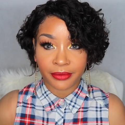 Romantic sweet ultimate black short egg roll wig