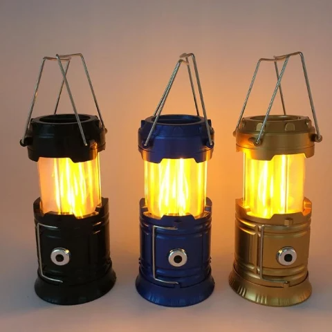 3-in-1 Camping Lantern，Portable Outdoor LED Flame Lantern Flashlight - A pot of wine