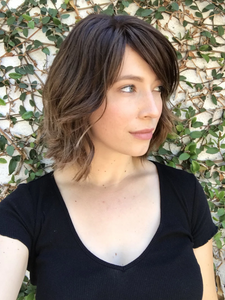 Black brown short curly wig