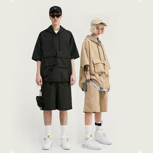 将图片加载到图库查看器，Three-dimensional pocket tooling T-shirt shorts suit
