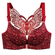 将图片加载到图库查看器，Butterfly Embroidery Front Closure Wireless Bra
