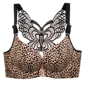 Butterfly Embroidery Front Closure Wireless Bra