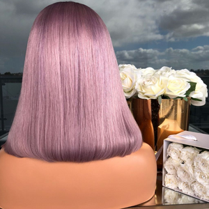 Light purple short straight hair wig