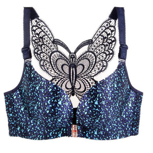 Butterfly Embroidery Front Closure Wireless Bra