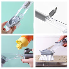 将图片加载到图库查看器，Long-handle kitchen cleaning tool with automatic liquid washing pot and bowl brush

