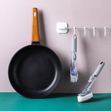 将图片加载到图库查看器，Long-handle kitchen cleaning tool with automatic liquid washing pot and bowl brush
