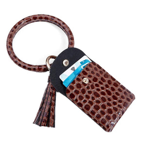 2020 new coin purse bracelet key chain tassel leather  crocodile pattern card bag