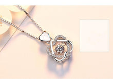 将图片加载到图库查看器，Fashion Romantic Double Heart Flower Pendant Necklace with Zircon Rose - 1203
