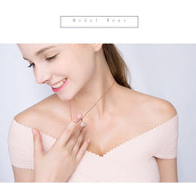 将图片加载到图库查看器，Fashion Romantic Double Heart Flower Pendant Necklace with Zircon Rose - 1203
