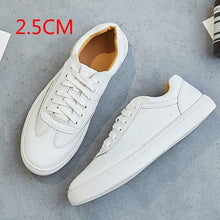 将图片加载到图库查看器，Fashion White Split Leather Women Chunky Sneakers White Shoes - 1203
