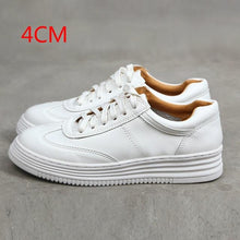 将图片加载到图库查看器，Fashion White Split Leather Women Chunky Sneakers White Shoes - 1203
