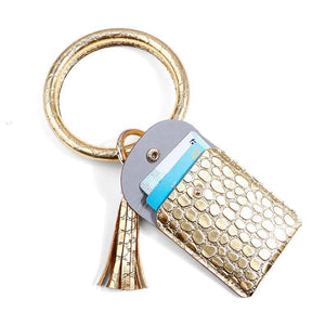 2020 new coin purse bracelet key chain tassel leather  crocodile pattern card bag