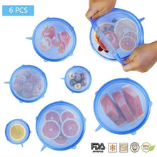 将图片加载到图库查看器，6 Pcs Silicone Stretch Lids Reusable Airtight Food Wrap Covers Keeping Fresh Seal Bowl Stretchy Wrap Cover Kitchen Cookware
