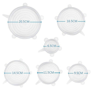 6 Pcs Silicone Stretch Lids Reusable Airtight Food Wrap Covers Keeping Fresh Seal Bowl Stretchy Wrap Cover Kitchen Cookware