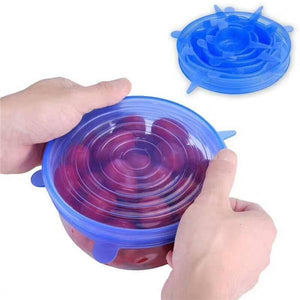 6 Pcs Silicone Stretch Lids Reusable Airtight Food Wrap Covers Keeping Fresh Seal Bowl Stretchy Wrap Cover Kitchen Cookware