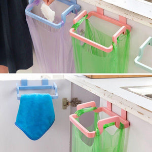 1Pcs Kitchen Gadgets Cabinet Door Garbage Bag Shelf Kitchen Tools Rack Hanging Storage Trash Rack Kitchen Accessories Goods