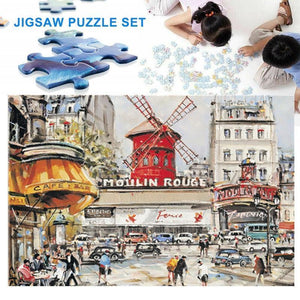 1 Set Jigsaw 1000 Pieces Moulin Rouge Paper Jigsaw Kids Adult Intelligence Puzzle Home Bedroom Decoration Stickers