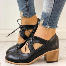 将图片加载到图库查看器，Lace-Up Cut Out Chunky Heels
