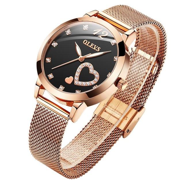 Luminous hands heart-shaped ladies watch - 1203