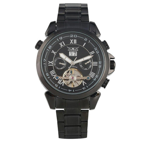 Luxury Jaragar Wrist Watch Automatic Sport Calendar Tourbillon Rubber Watch - 1203