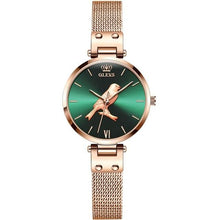 将图片加载到图库查看器，Luxury brand rose gold stainless steel mesh ladies watch - 1203
