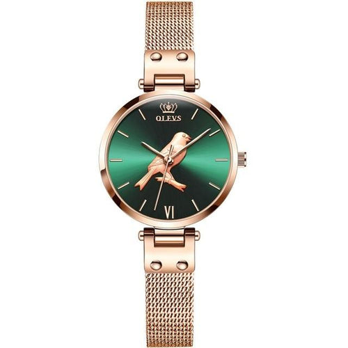 Luxury brand rose gold stainless steel mesh ladies watch - 1203