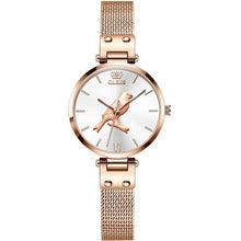将图片加载到图库查看器，Luxury brand rose gold stainless steel mesh ladies watch - 1203
