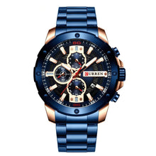 将图片加载到图库查看器，Men Quartz Watch Blue Classic Chronograph - 1203

