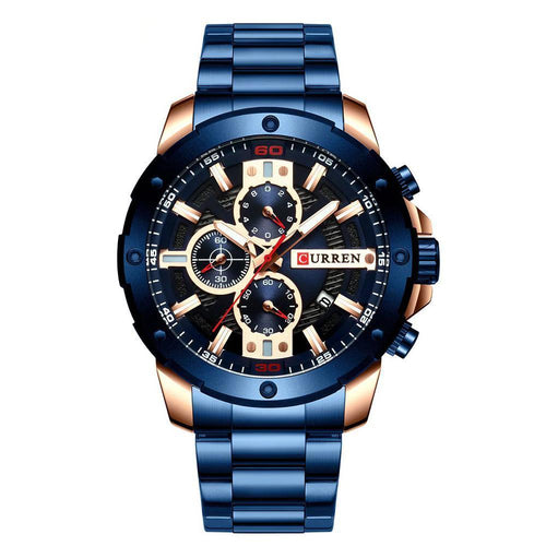 Men Quartz Watch Blue Classic Chronograph - 1203