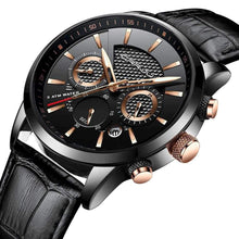 将图片加载到图库查看器，Men&#39;s Fashion Sport Date Quartz Watch Leather Strap Waterproof Wrist Watches - 1203
