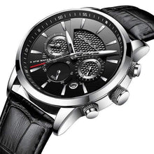 将图片加载到图库查看器，Men&#39;s Fashion Sport Date Quartz Watch Leather Strap Waterproof Wrist Watches - 1203
