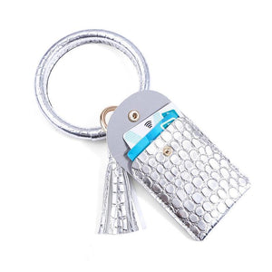 2020 new coin purse bracelet key chain tassel leather  crocodile pattern card bag