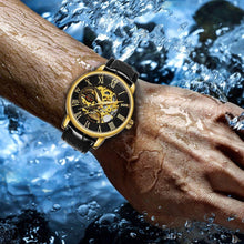 将图片加载到图库查看器，Skeleton Watch Golden Dial Business Quartz Wrist Watches - 1203
