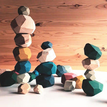 将图片加载到图库查看器，WOOD ROCK SET BALANCING BLOCKS NATURAL WOOD TOY
