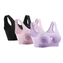 将图片加载到图库查看器，Anti-sagging Wirefree Bra (Set of 3) Fonsany Pink/Black/Purple S 
