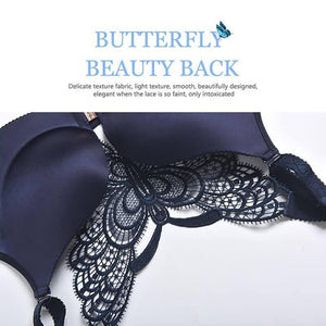 Butterfly Embroidery Front Closure Wireless Bra