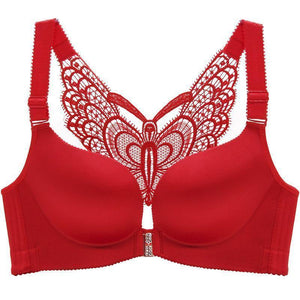 Butterfly Embroidery Front Closure Wireless Bra