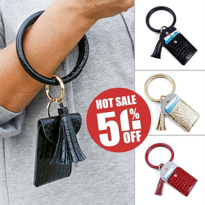 2020 new coin purse bracelet key chain tassel leather  crocodile pattern card bag