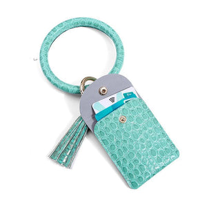 2020 new coin purse bracelet key chain tassel leather  crocodile pattern card bag