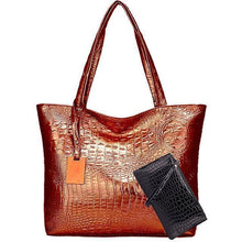 将图片加载到图库查看器，2 pieces/Brand luxury ladies crocodile handbag 2020 new fashion shoulder bag large capacity tote bag
