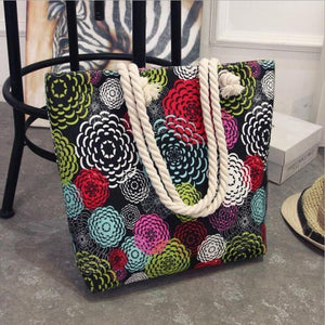 Fashion Folding Women Big Size Handbag Tote Ladies Casual Flower Printing Canvas Graffiti Shoulder Bag Beach Bolsa Feminina