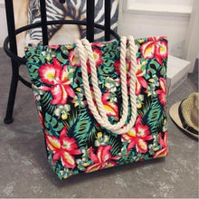 将图片加载到图库查看器，Fashion Folding Women Big Size Handbag Tote Ladies Casual Flower Printing Canvas Graffiti Shoulder Bag Beach Bolsa Feminina
