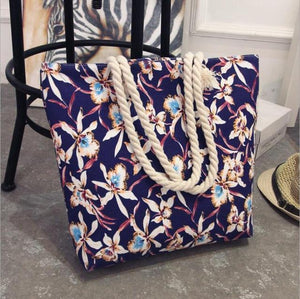 Fashion Folding Women Big Size Handbag Tote Ladies Casual Flower Printing Canvas Graffiti Shoulder Bag Beach Bolsa Feminina