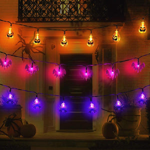 LED Halloween Pumpkin Spider Bat Skeleton String Light - 1203