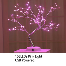 将图片加载到图库查看器，Night Light Home Decoration Bonsai Style Party Cherry Tree Shape LED Light DIY Firework Christmas Gift Plants Switch Copper

