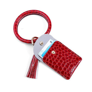 2020 new coin purse bracelet key chain tassel leather  crocodile pattern card bag