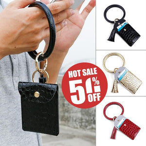 2020 new coin purse bracelet key chain tassel leather  crocodile pattern card bag